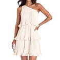 thumbnail image 1 of Women'S Summer Sleeveless Mini Dress Boho One Shoulder Ruffle Tiered Layered Flowy A Line Dresses Color XL, 1 of 9