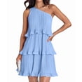 thumbnail image 1 of Women'S Summer Sleeveless Mini Dress Boho One Shoulder Ruffle Tiered Layered Flowy A Line Dresses XL, 1 of 9