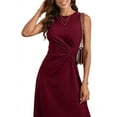 thumbnail image 1 of Women'S Summer Sleeveless Ruched Waist Flowy A Line High Low Midi Cocktail Dress Claret XXL, 1 of 6