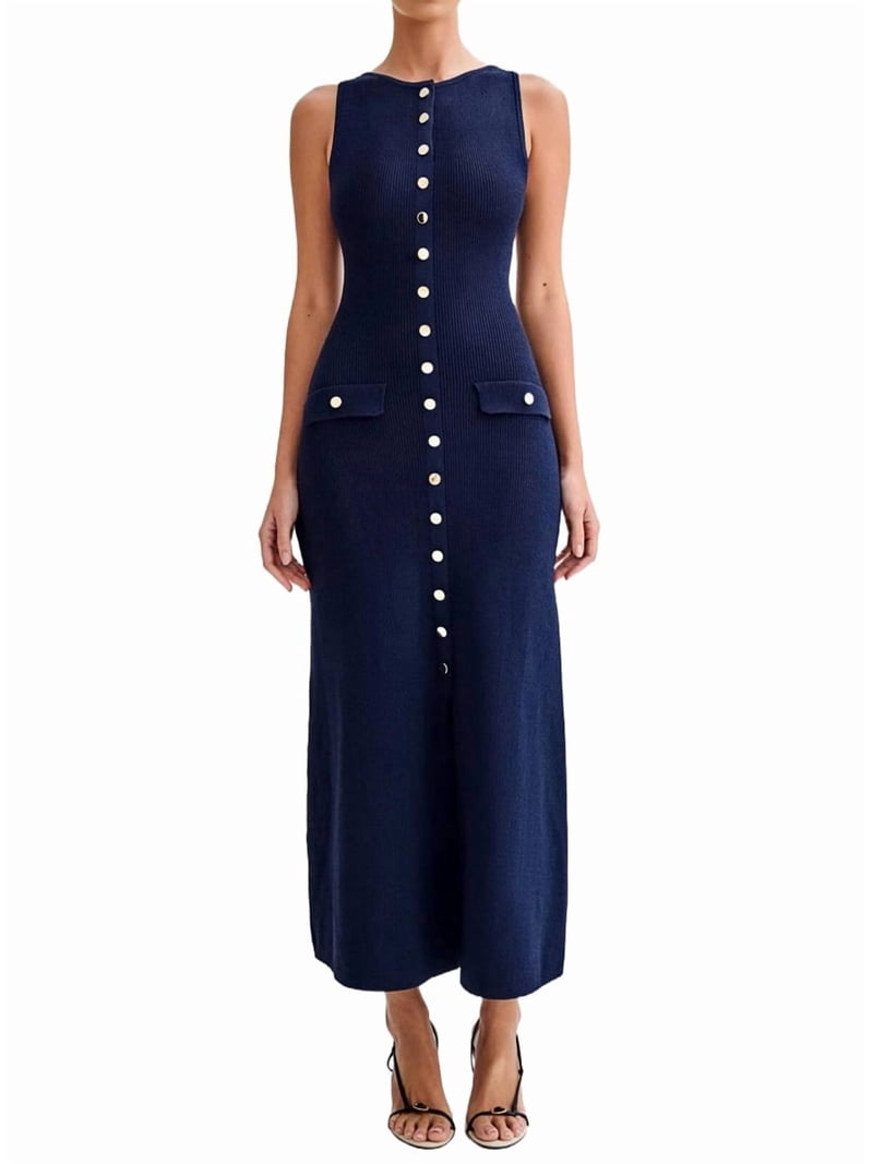 knitting dress single breasted Elegant temperament socialite light luxury single breasted slim knit dress for women in autumn Elegant fish tail long skirt