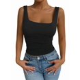 thumbnail image 1 of Women'S Summer Sleeveless Square Neck Tank Top Ruched Slim Fit Basic Vest Tops, 1 of 9