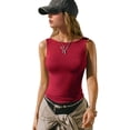 thumbnail image 1 of Women'S Summer Slim High Elastic Sleeveless Sports Vest red XL, 1 of 9