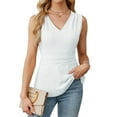 thumbnail image 1 of Women'S Summer Tank Tops Dressy Casual Blouses Business Work Outfits Sleeveless Peplum Shirts White S, 1 of 7