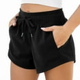 thumbnail image 1 of Women'S Sweat Shorts with Pockets Cotton French Terry Drawstring Summer Workout Casual Lounge Shorts Black XL, 1 of 6
