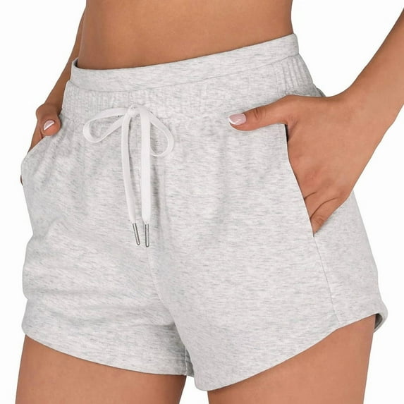 Women'S Sweat Shorts with Pockets Cotton French Terry Drawstring Summer Workout Casual Lounge Shorts Light Gray L