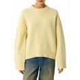 thumbnail image 1 of Women'S Sweater Crew Neck Long Sleeve Pullover Loose Fit Soft Knit Ribbed Hem Fall Winter Outfit Light Yellow One Size, 1 of 8