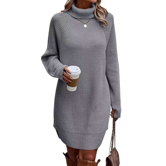 Women'S Sweater Dresses Oversized One-Piece Dresses Outer Wear Plus Size Pullover Wedding Dresses Gray XL