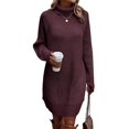 thumbnail image 1 of Women'S Sweater Dresses Oversized One-Piece Dresses Outer Wear Plus Size Pullover Wedding Dresses Wine Red L, 1 of 6