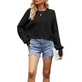 thumbnail image 1 of Women'S Sweater Fall Crew Neck Batwing Sleeve Pullover Sweaters Black L, 1 of 7