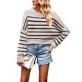 thumbnail image 1 of Women'S Sweater Fall Crew Neck Batwing Sleeve Pullover Sweaters Black S, 1 of 7