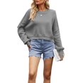 thumbnail image 1 of Women'S Sweater Fall Crew Neck Batwing Sleeve Pullover Sweaters Gray M, 1 of 7