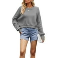 thumbnail image 1 of Women'S Sweater Fall Crew Neck Batwing Sleeve Pullover Sweaters Gray S, 1 of 7