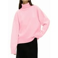 thumbnail image 1 of Women'S Sweater Fall Winter Chunky Knitted Pullover Ribbing Hem Trendy Basic Jumper Top Pink M, 1 of 8