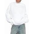 thumbnail image 1 of Women'S Sweater Thick Long Sleeve Knit Pullover High-Low Hem Fashion Autumn and Winter Basic Pullover Top White M, 1 of 6