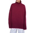 thumbnail image 1 of Women'S Sweater Thick Long Sleeve Knit Pullover High-Low Hem Fashion Autumn and Winter Basic Pullover Top Wine Red M, 1 of 7