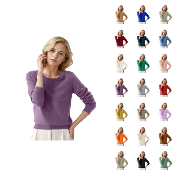 Women'S Sweaters 2026 Fall Winter Casual Long Sleeve Crewneck Soft Plain Knitted Sweaters Pullover Top