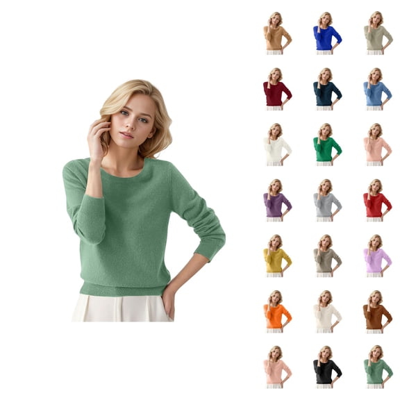 Women'S Sweaters 2026 Fall Winter Casual Long Sleeve Crewneck Soft Plain Knitted Sweaters Pullover Top