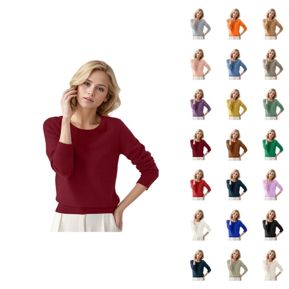 Women'S Sweaters 2026 Fall Winter Fashion Long Sleeve Crewneck Basic Soft Knitted Sweaters Pullover Top