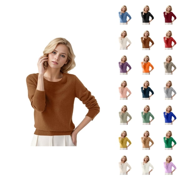 Women'S Sweaters 2026 Fall Winter Fashion Long Sleeve Crewneck Cozy Plain Knitted Sweaters Pullover Top