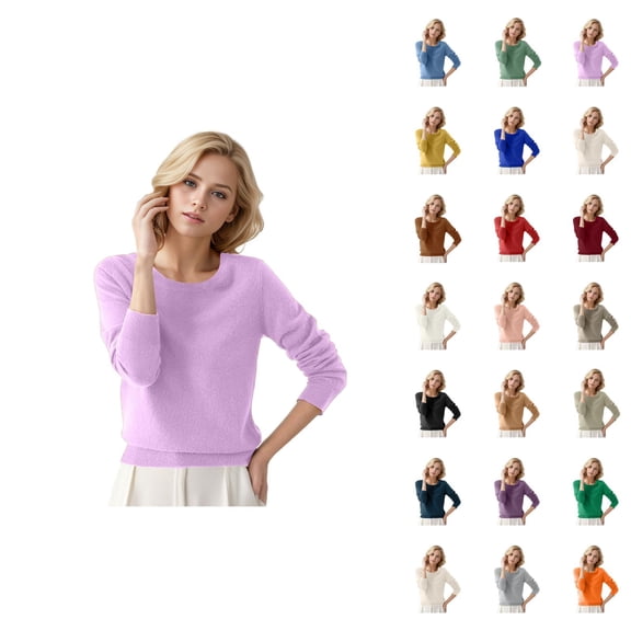 Women'S Sweaters 2026 Fall Winter Trendy Long Sleeve Crewneck Cozy Basic Knitted Sweaters Pullover Top