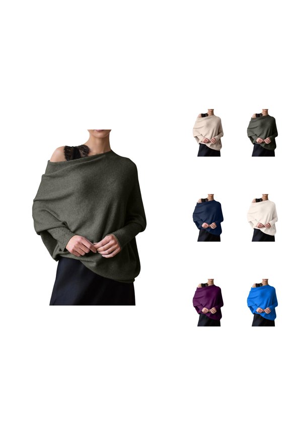 Women'S Sweaters, Boat Neck Sweaters for Women, Long Sleeve Soft Knit Pullover, Loose Baggy Top for Casual