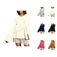 thumbnail image 1 of Women'S Sweaters, Crew Neck Sweaters for Women, Loose Solid Color Pullover, Flared Design for Casual Comfort, 1 of 5