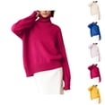 thumbnail image 1 of Women'S Sweaters, High Neck Sweaters for Women, Solid Color Ribbed Knit, Lightweight Pullover for Comfort, 1 of 5