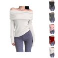 thumbnail image 1 of Women'S Sweaters, Off Shoulder Sweaters for Women, Collarbone Long Sleeve Knit, Spring Autumn Fashion, 1 of 4