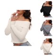 thumbnail image 1 of Women'S Sweaters, Off Shoulder Sweaters for Women, Fall Long Sleeve Ribbed Knit, Fitted Pullover Blouse, 1 of 5