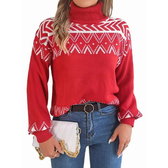 Women'S Sweaters Pullover Casual Long Sleeve Warm Sweaters Jumper Tops Fuzzy Knit Chunky Oversized Sweater Red L