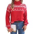thumbnail image 1 of Women'S Sweaters Pullover Casual Long Sleeve Warm Sweaters Jumper Tops Fuzzy Knit Chunky Oversized Sweater Red S, 1 of 9