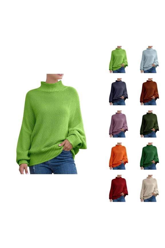 Women'S Sweaters, Roll Neck Sweaters for Women, Batwing Sleeve Knit Pullover, Cozy Winter European Style
