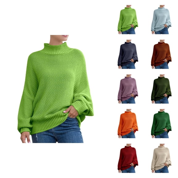 Women'S Sweaters, Roll Neck Sweaters for Women, Batwing Sleeve Knit Pullover, Cozy Winter European Style