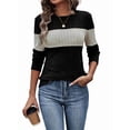 thumbnail image 1 of Women'S Sweaters Trendy Color Block Tops Long Sleeve Shirts Fall Outfits Early Fall Fashion Winter Clothing Black M, 1 of 9