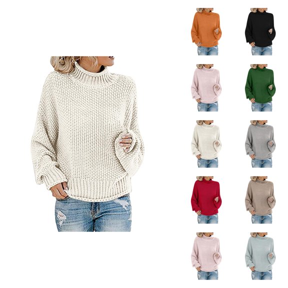 Women'S Sweaters, Winter Sweaters for Women, Thick Line Turtleneck Knitwear, Pullover for Cold Weather Fashion and Comfort