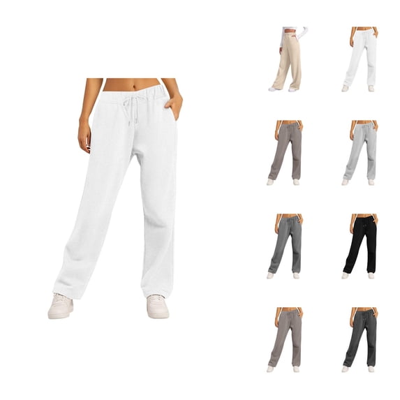 Women'S Sweatpants 2026 Fall Winter Fashion Drawstring Elastic High Waist Loose Wide Leg Casual Yoga Pants with Pockets