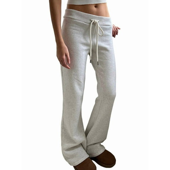 Women'S Sweatpants Wide Leg Sweat Pants Baggy Casual Pants Flower Gray S