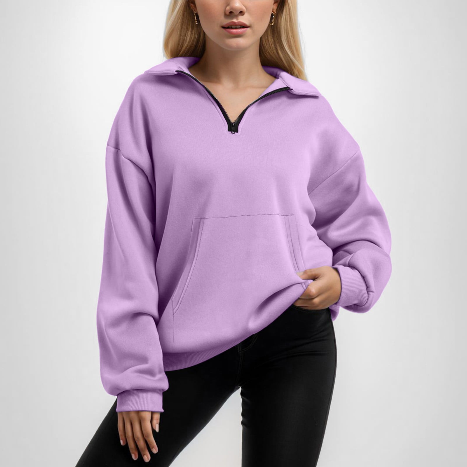 Women’S Sweatshirt,Womens Long Sleeve Sweatshirt Zip Up Sweatshirts Purple Sweatshirt Fall ...