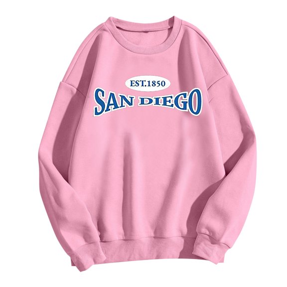 Women’S Sweatshirt Long Sleeve Sweatshirt for Women Oversized Pullover for Women Pink Sweatshirt Women Fall Sweatshirt Trending Clothes