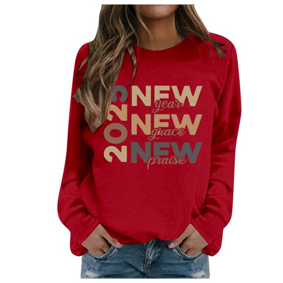 Women Sweatshirt Womens Long Sleeve Sweatshirt Pullover Tops for Women Red Crewneck Women Fall College Wear