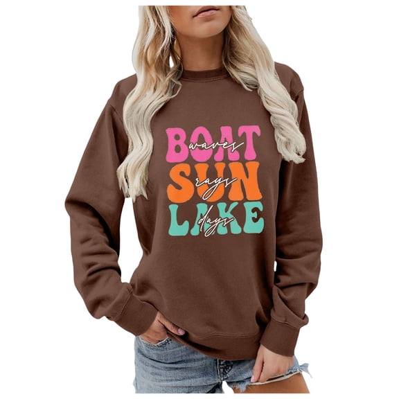 WomenâS Sweatshirt Long Sleeve Sweatshirt for Womens Pullover Coffee Sweat Shirt Fall/Winter Clothes for Women Trendy Clothes for Girls