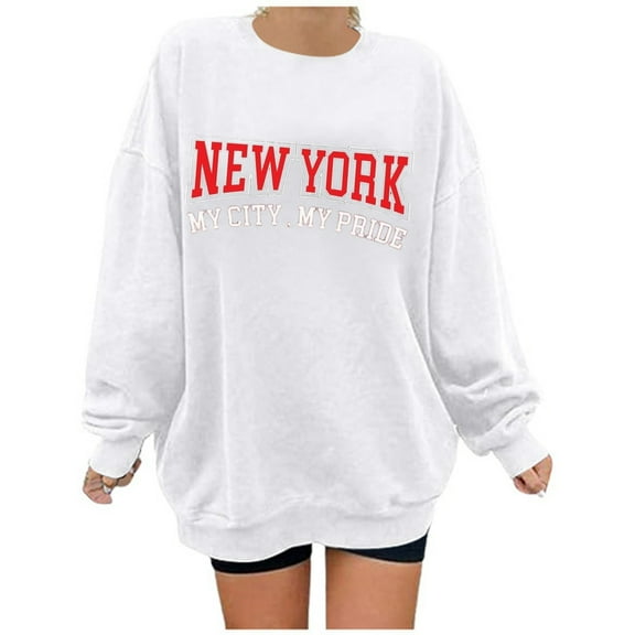 Women'S Sweatshirt Long Sleeve Sweatshirt for Womens Pullover Sweatshirts White Plain Crewneck Sweatshirt Women Clothes Fall Clothes for Women