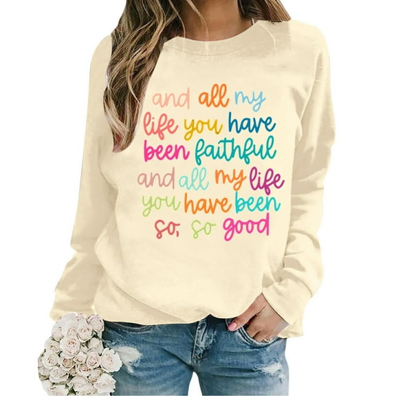 Women’S Sweatshirt Sweat Shirts Women Long Sleeve Long Sleeve Pullover Tops for Women Beige Sweatshirt Women Fall Women'S Clothes