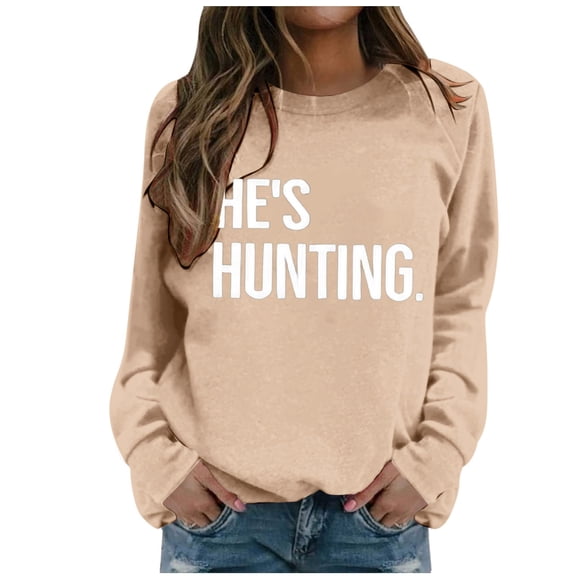 Women'S Sweatshirt Sweat Shirts Women Long Sleeve Pullover Sweatshirt for Women Khaki Crewneck Fall/Winter Clothes for Womens Clothes Trendy