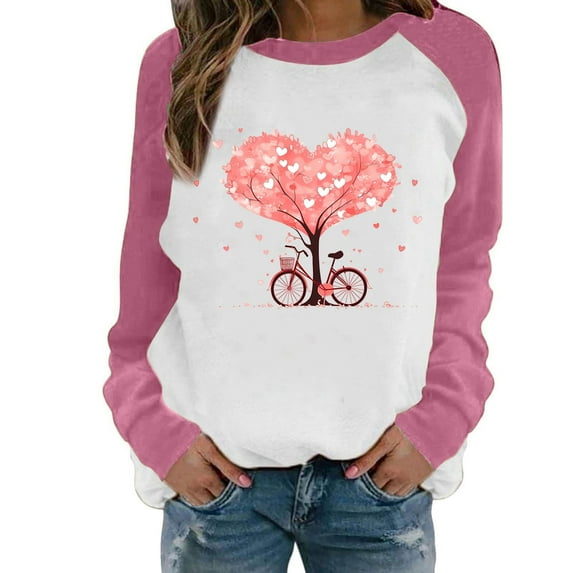 Women'S Sweatshirt Sweat Shirts Women Long Sleeve Pullovers for Women Pink Cute Crewneck Sweatshirt Women Fall Sweatshirts Women'S Clothing