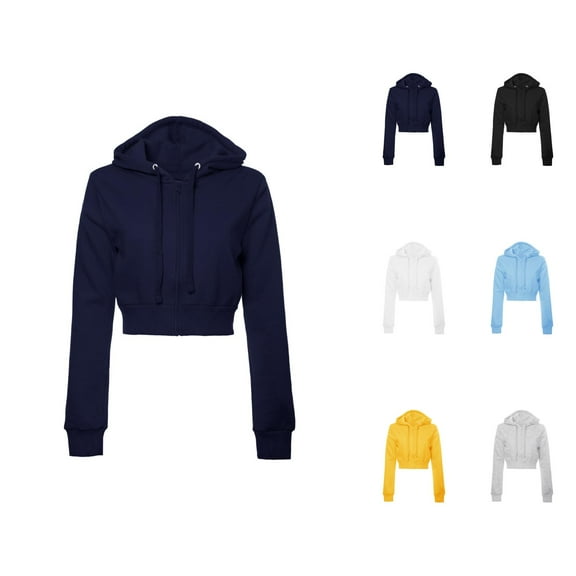 Women'S Sweatshirt Women's Solid Color Sweatshirt Women's Solid Casual Basic Long Sleeve Zip Up Crop Hoodie Jacket