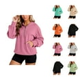 thumbnail image 1 of Women'S Sweatshirt Women's Solid Sweatshirt Women's Zip Up Hoodie Fall Fashion Loose Fit Long Sleeve Pullover Casual Streetwear Comfortable Sweatshirt With Pocket And Drawstring For Daily Wear, 1 of 7