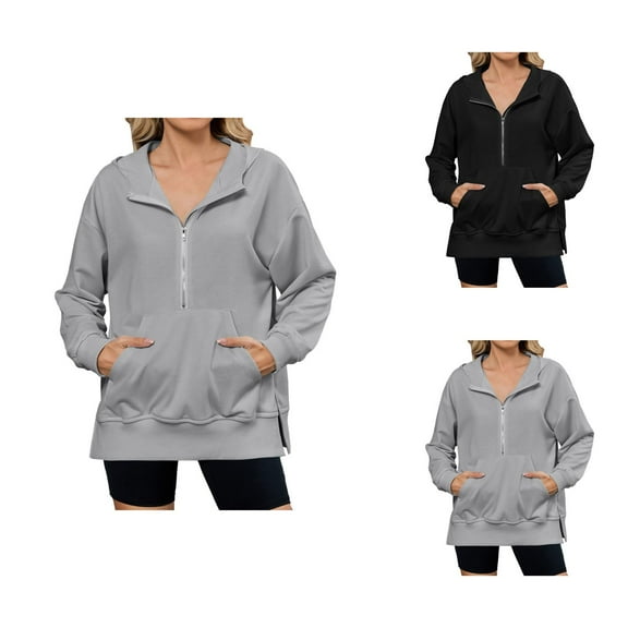 Women'S Sweatshirt Women's Solid Sweatshirt Women's Zip Up Hoodie Pullover Casual Long Sleeve Jacket For Everyday Wear Comfortable Soft Loungewear