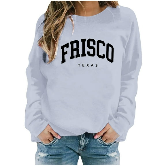 Women'S Sweatshirt Womens Long Sleeve Sweatshirt Womens Pullover Grey Adult Crewneck Sweatshirt Fall Clothing Women Clothes