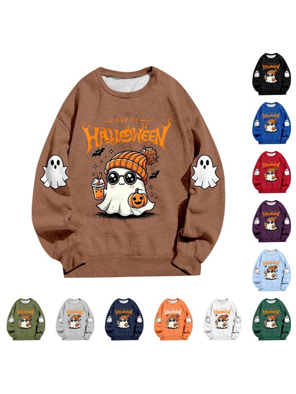 Women'S Sweatshirts Oversized Halloween Crewneck Sweatshirt Funny Pullover Cozy Fall Winter Casual Long Sleeve Loose Fittop